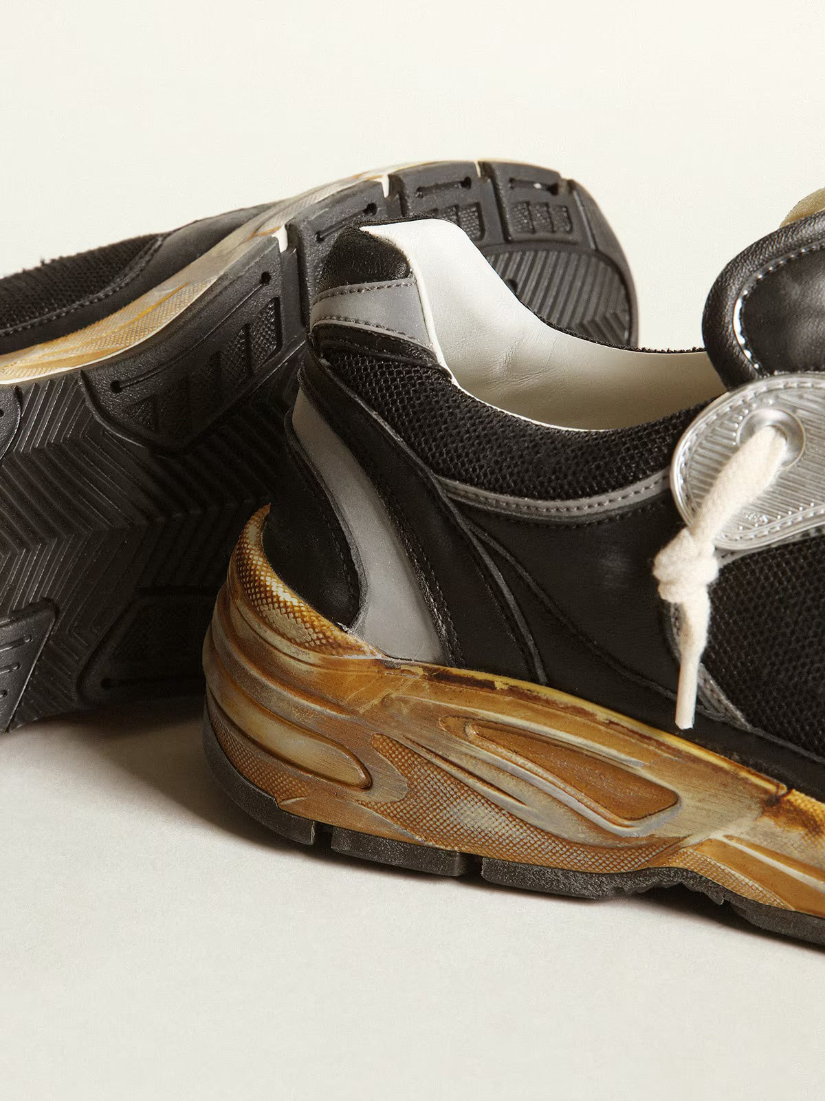 GGDB - Dad-Star homme en résille et nappa noirs avec étoile gris froid