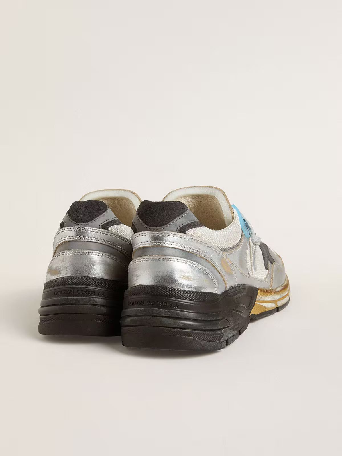GGDB - Dad-Star pour homme en résille et cuir lamé argenté avec étoile en cuir noir