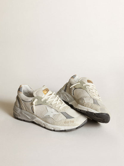 GGDB - Dad-Star homme en daim blanc et gris avec étoile en cuir blanc