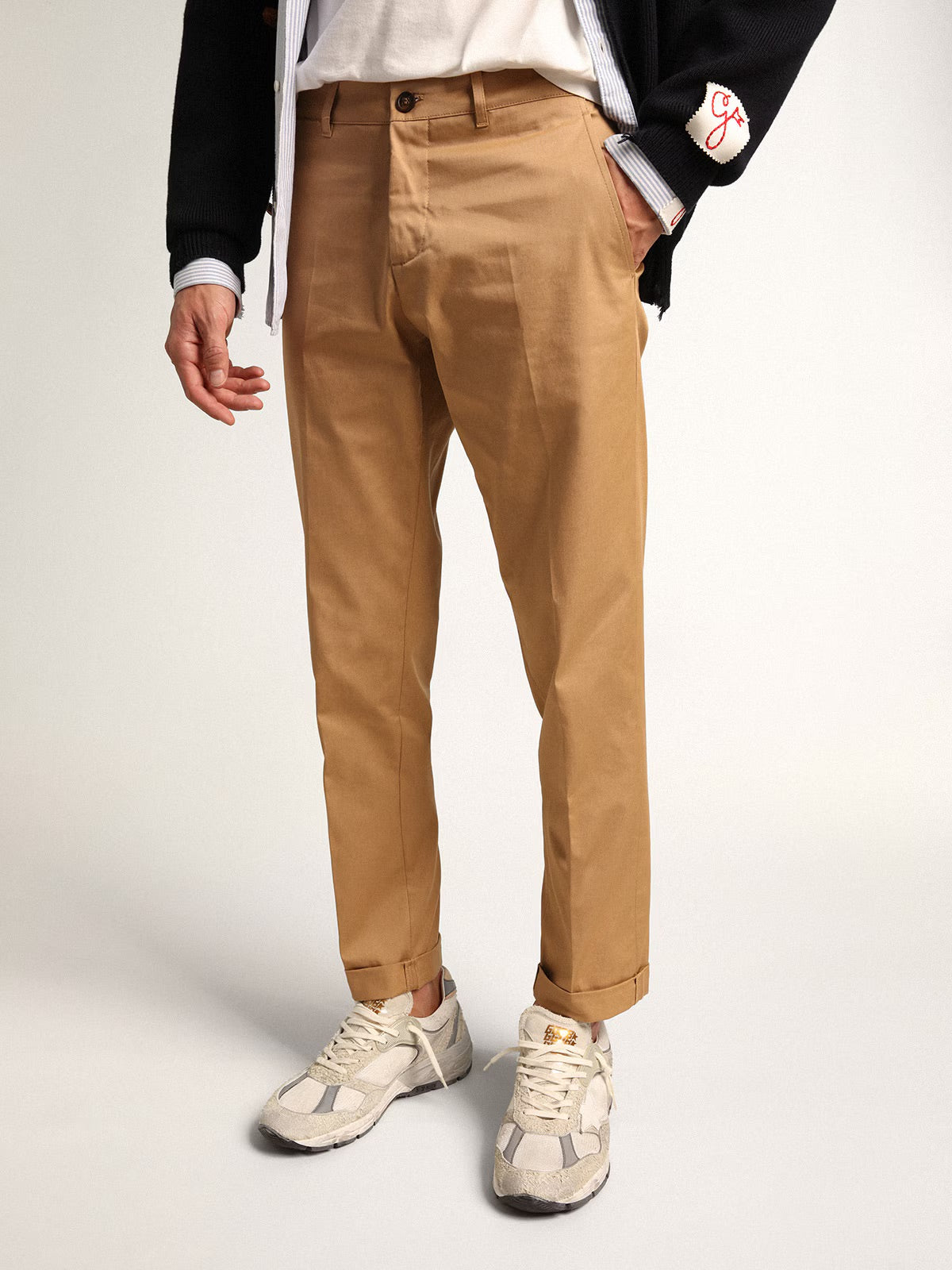 GGDB - Dad-Star homme en daim blanc et gris avec étoile en cuir blanc