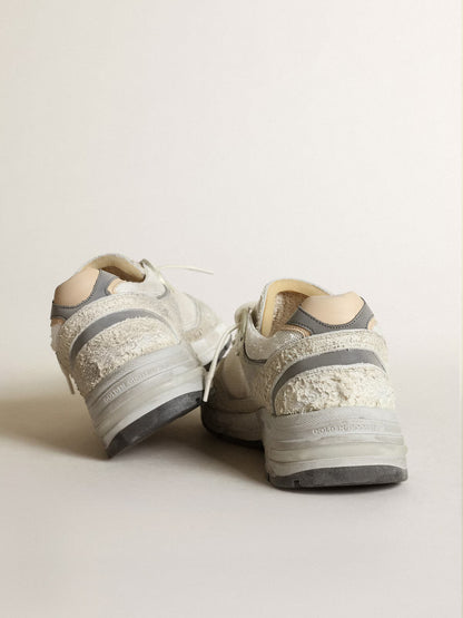 GGDB - Dad-Star homme en daim blanc et gris avec étoile en cuir blanc