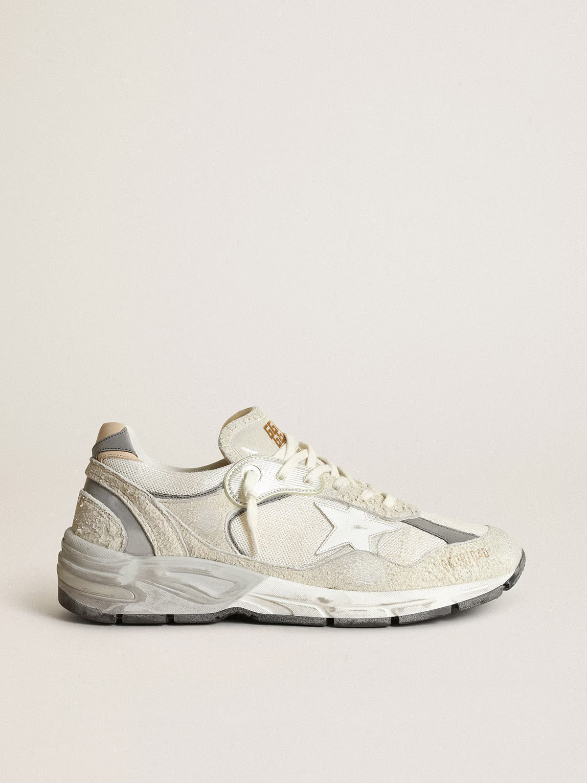 GGDB - Dad-Star homme en daim blanc et gris avec étoile en cuir blanc
