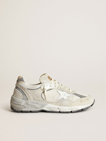GGDB - Dad-Star homme en daim blanc et gris avec étoile en cuir blanc