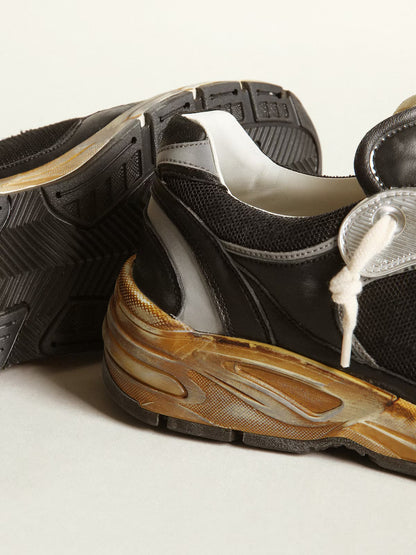 GGDB - Dad-Star homme en résille et nappa noirs avec étoile gris froid
