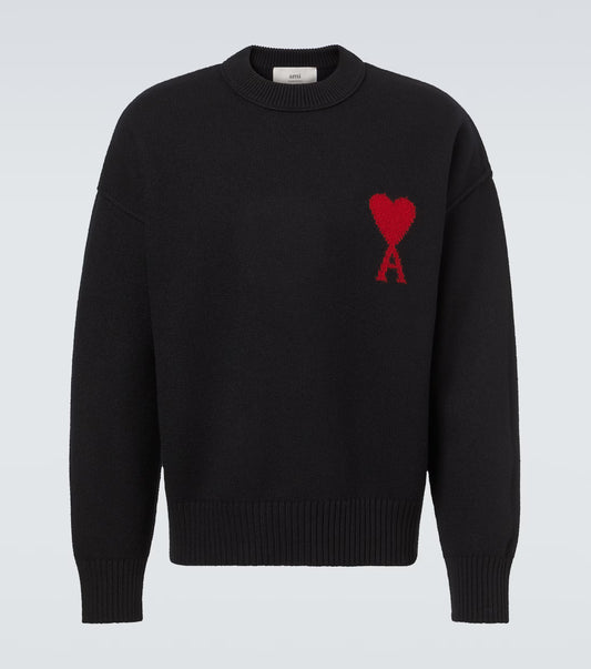 Ami Paris - Pull Ami De Cœur en laine vierge Noir