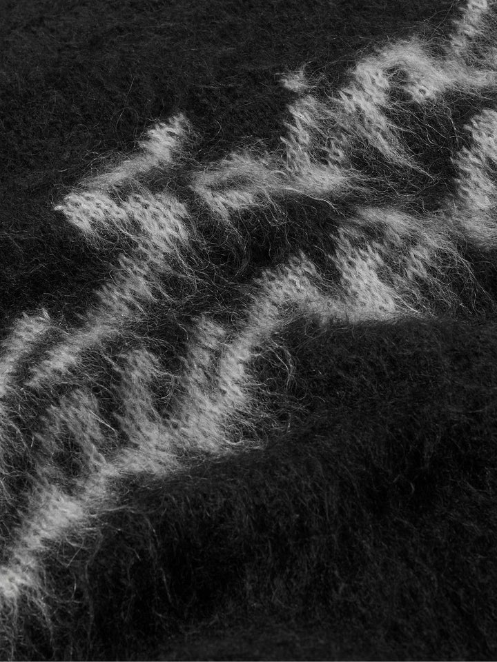 Saint Laurent - 90s Pull En Mohair Noir et  Blanc